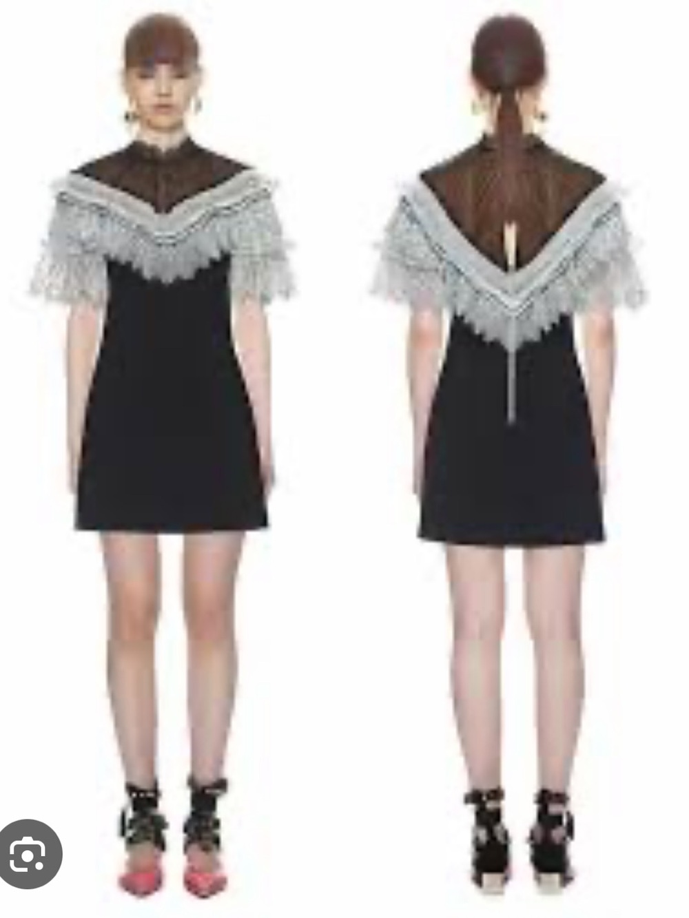 Self Portrait NWT Lace Pleated Trim Mini Dress